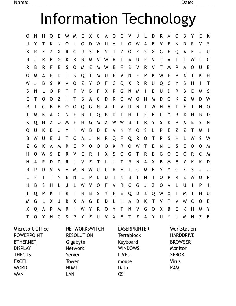 Information Technology Word Search