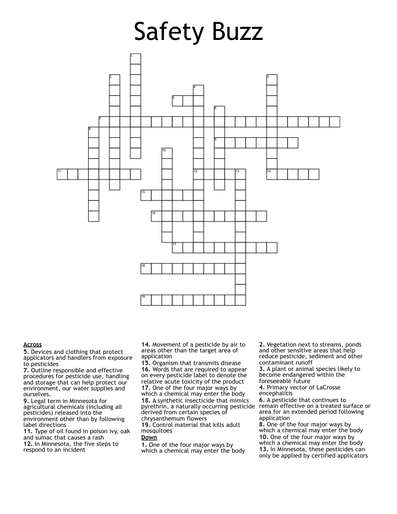 Safety Buzz Crossword