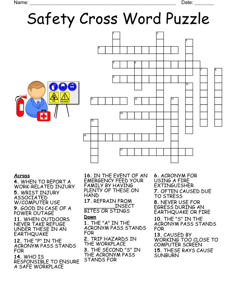 Safety Cross Word Puzzle
