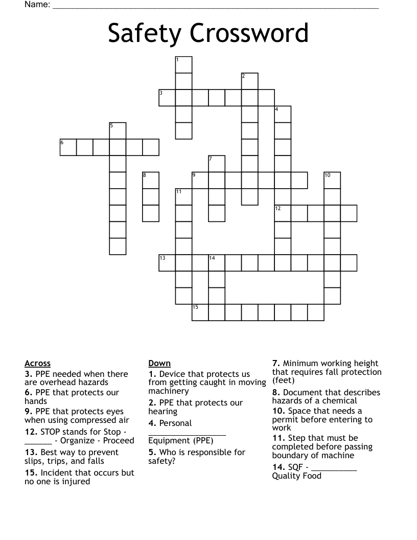Safety Crossword