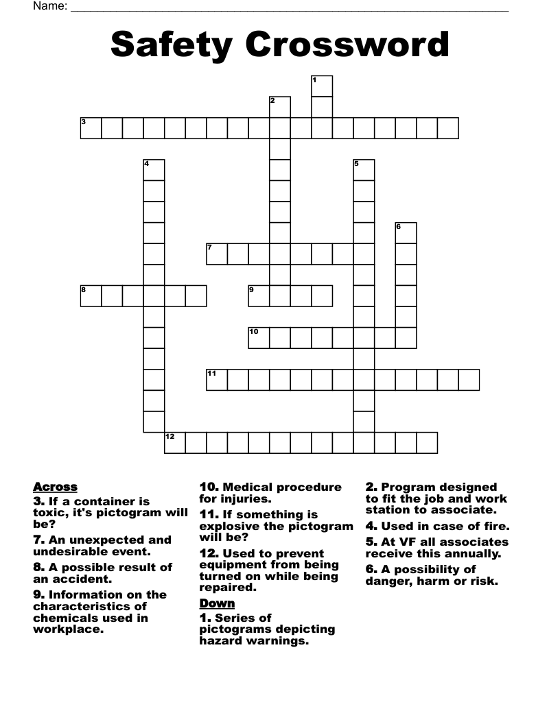 Safety Crossword
