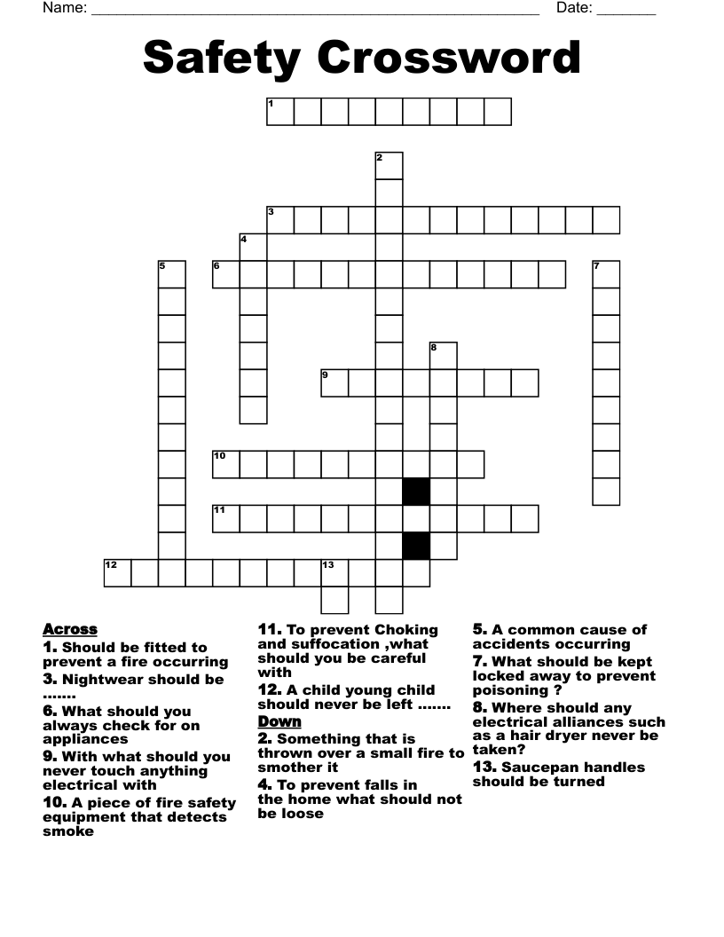 Safety Crossword 