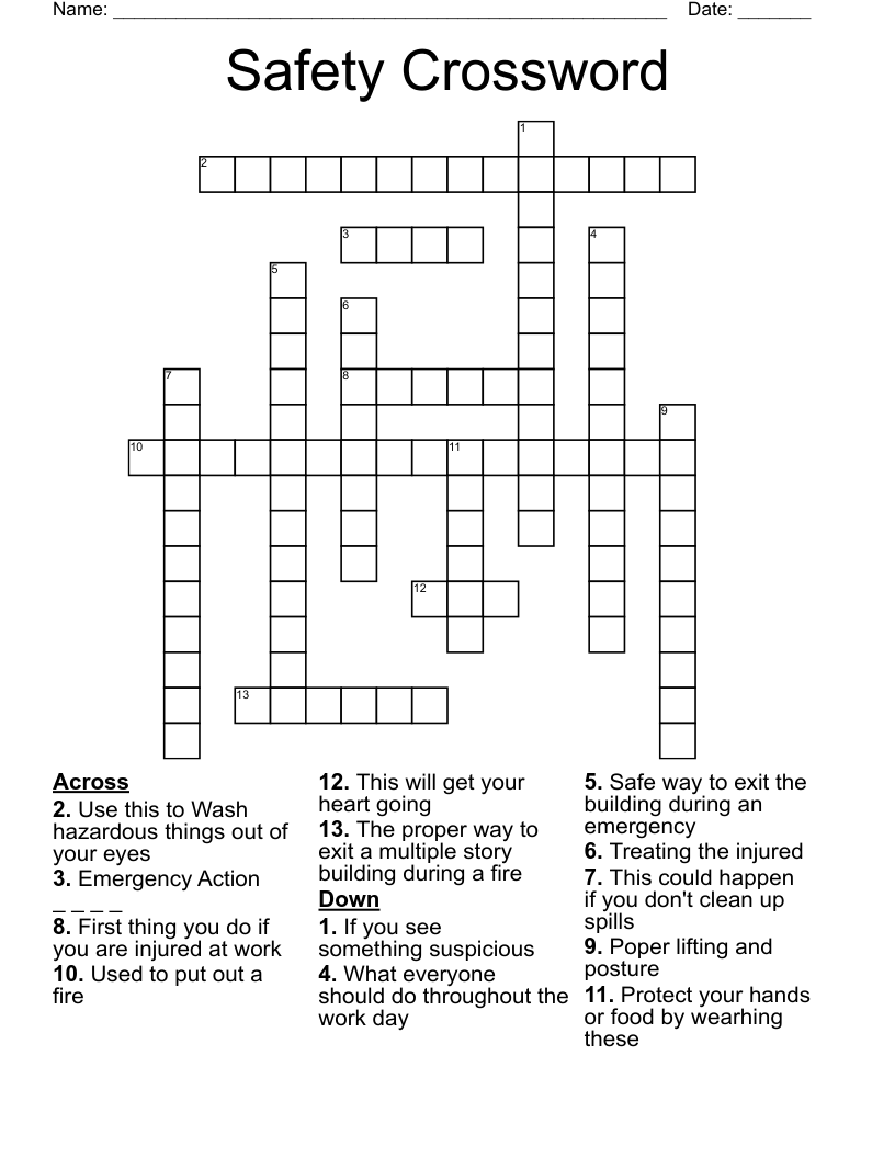 Safety Crossword 