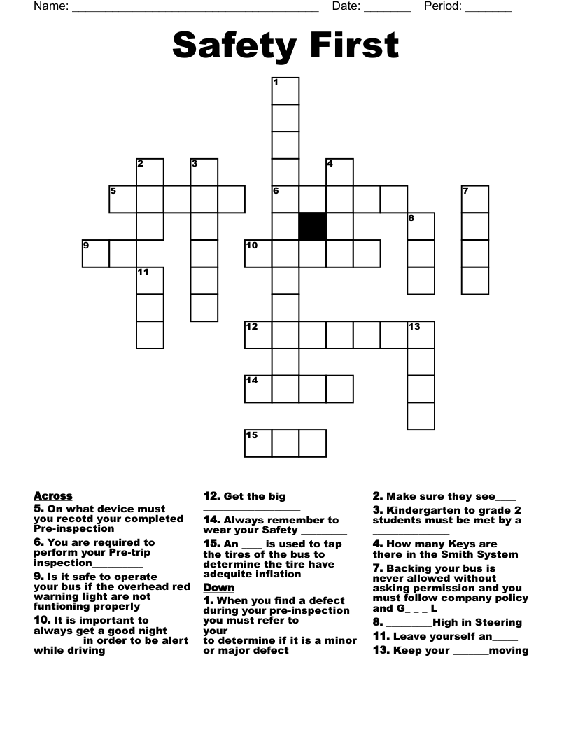 Safety First Crossword