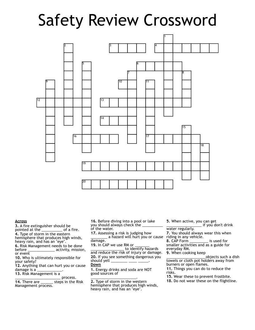 Safety Review Crossword