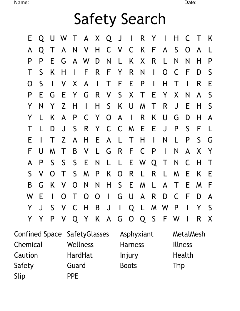 Safety Search Word Search