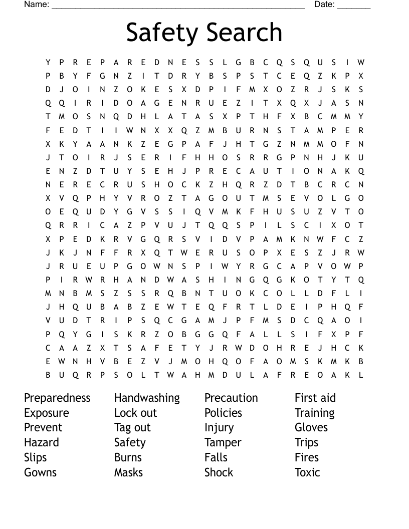 Safety Search Word Search