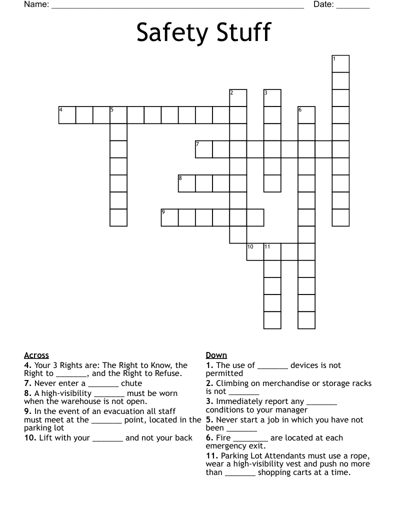 Safety Stuff Crossword