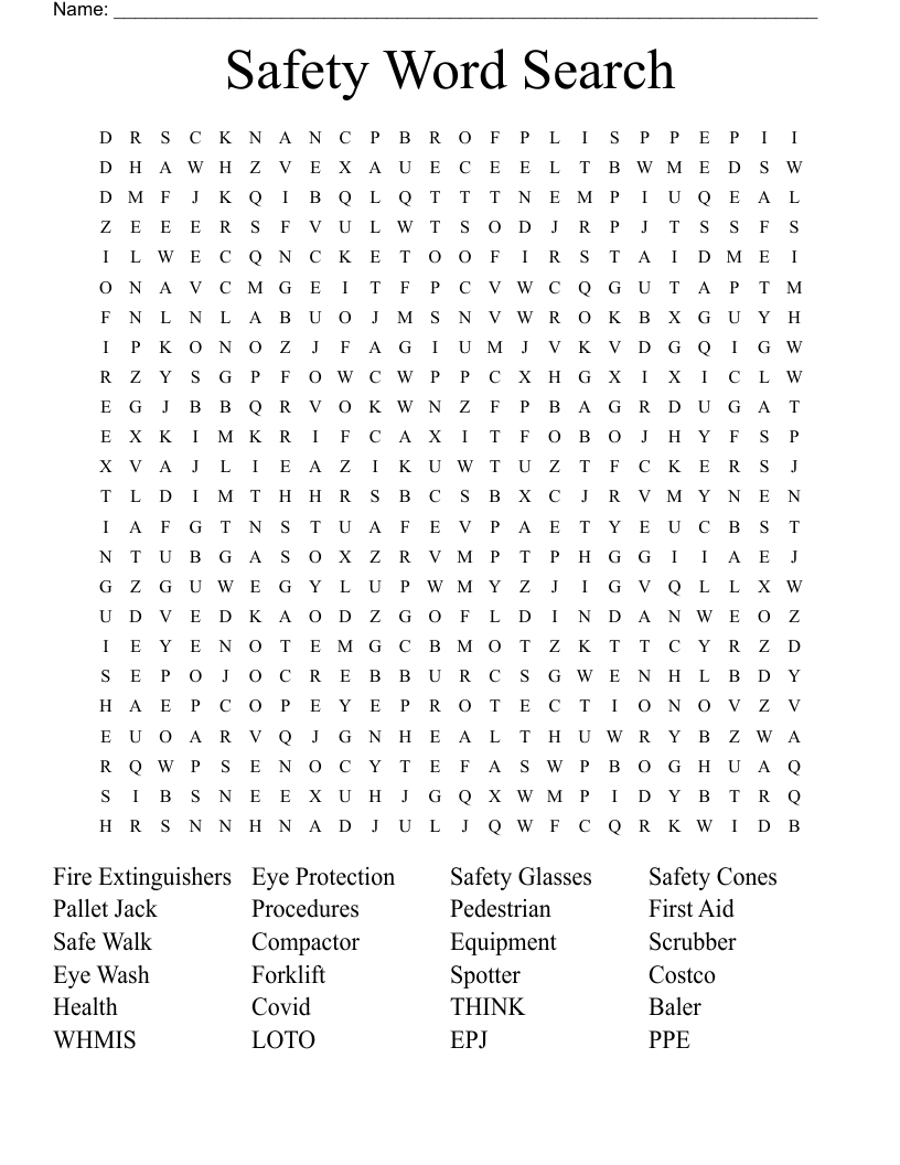 Safety Word Search