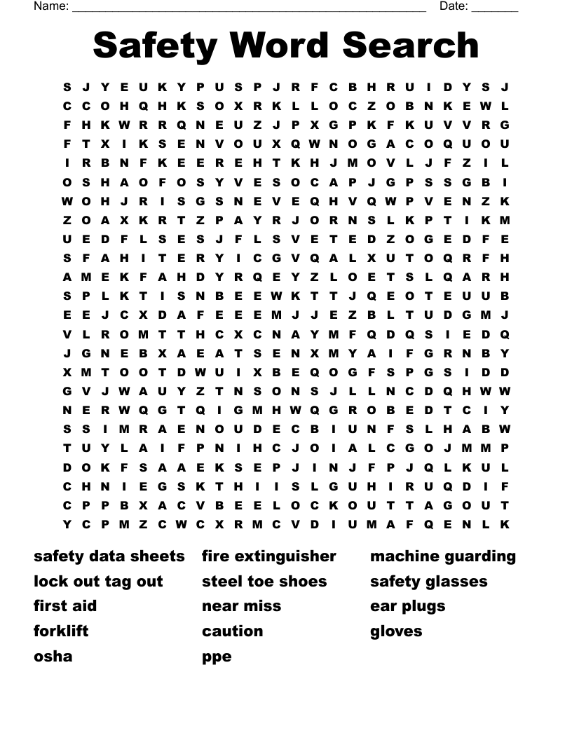 Safety Word Search