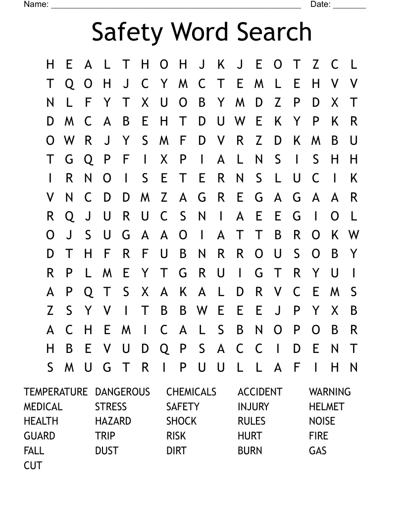 Safety Word Search