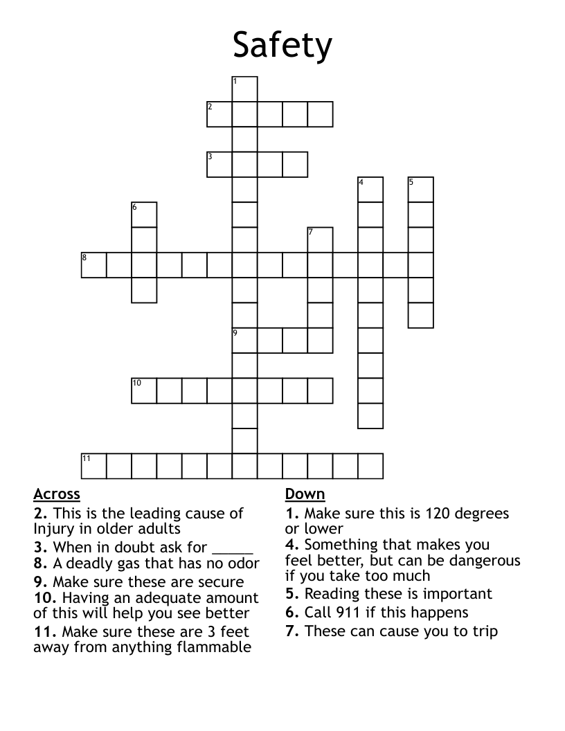 Safety  Crossword