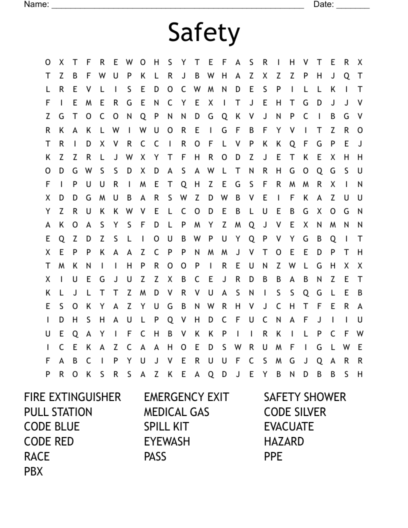 Safety  Word Search