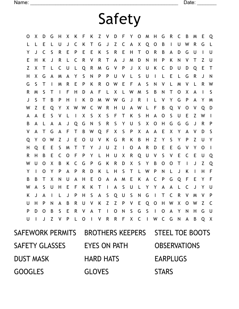 Safety  Word Search