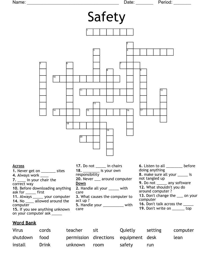 Safety  Crossword