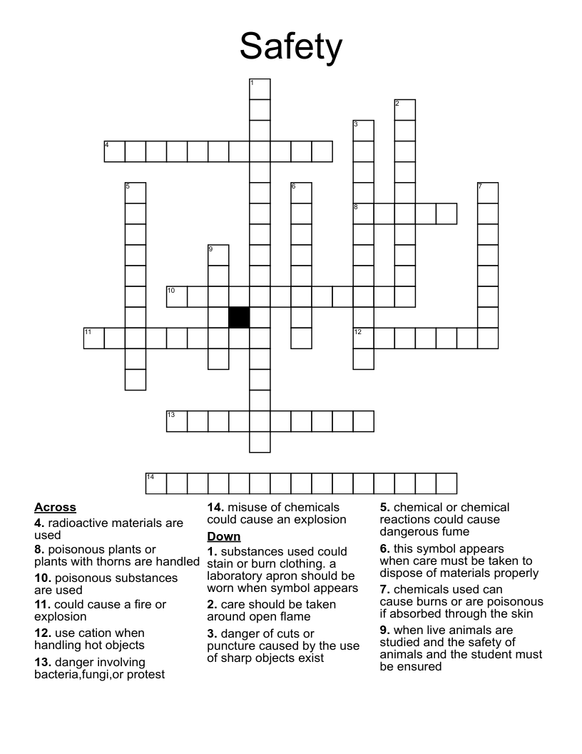 Safety  Crossword