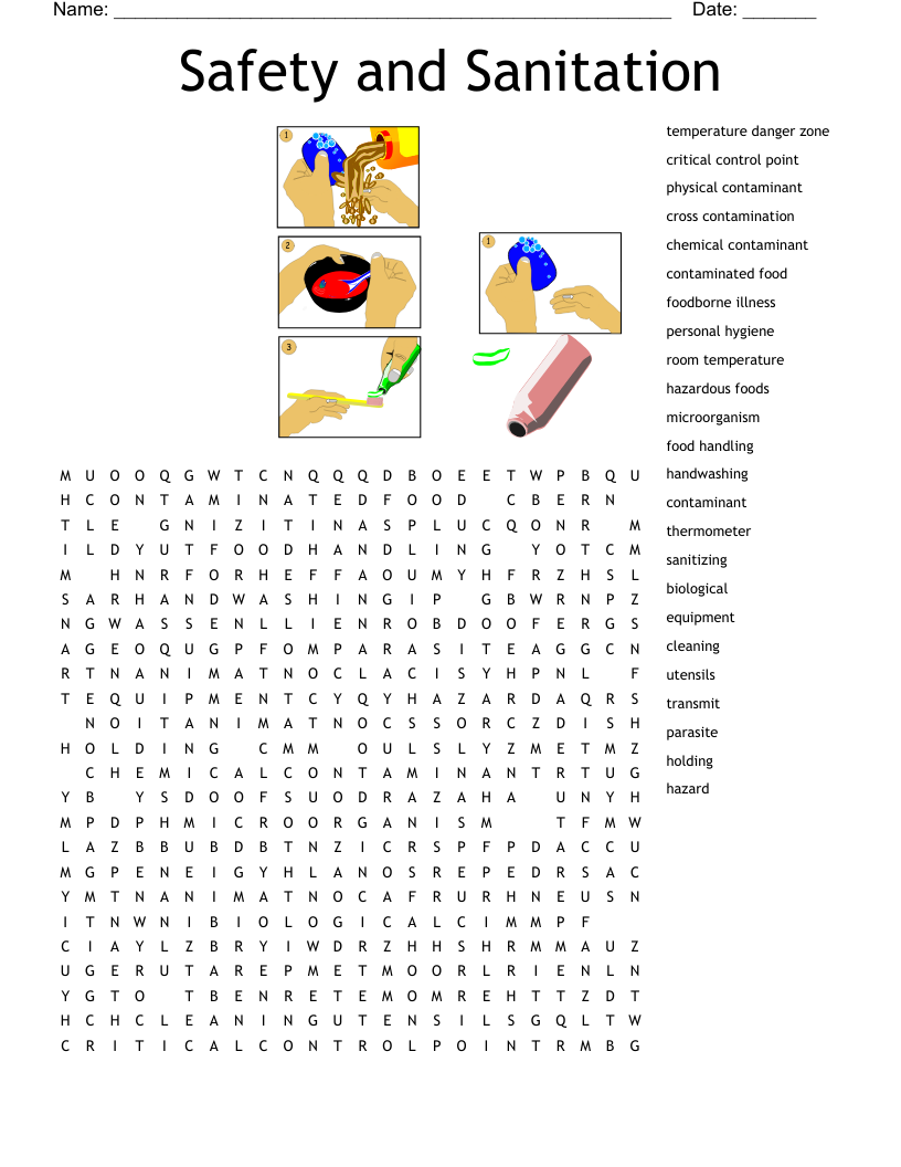 Safety and Sanitation Word Search