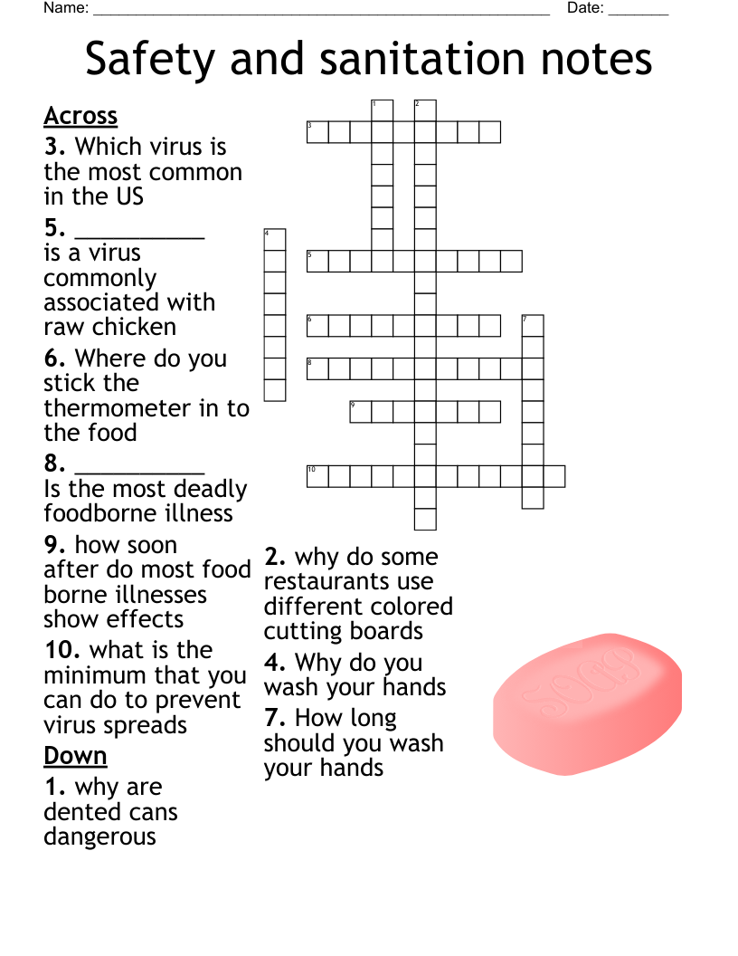 Safety and sanitation notes Crossword