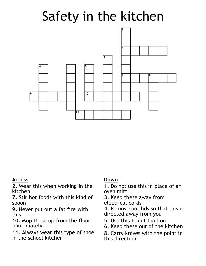 Safety in the kitchen Crossword