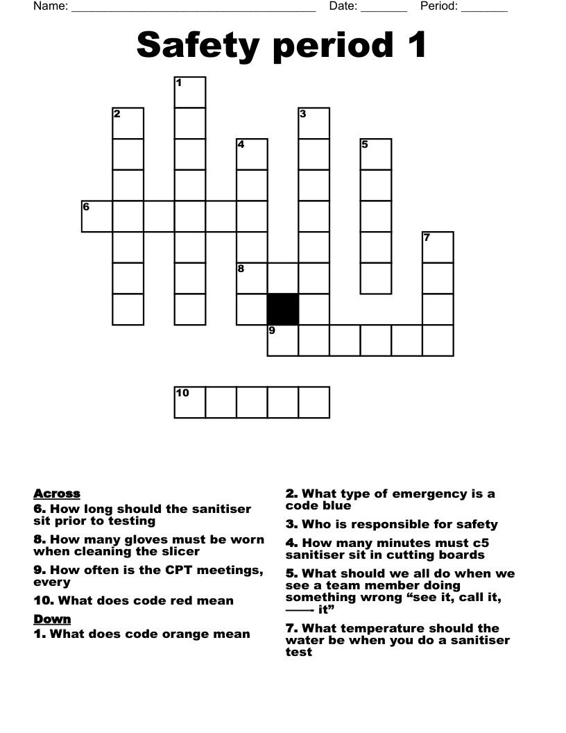 Safety period 1 Crossword
