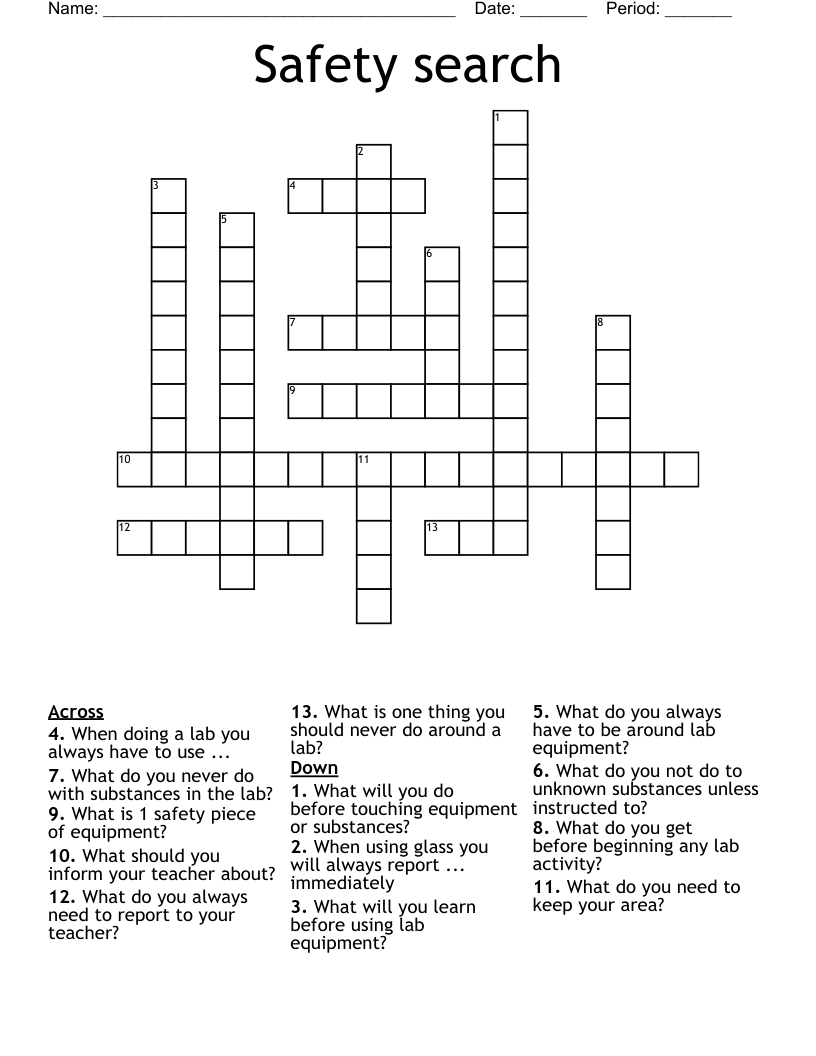 Safety search Crossword