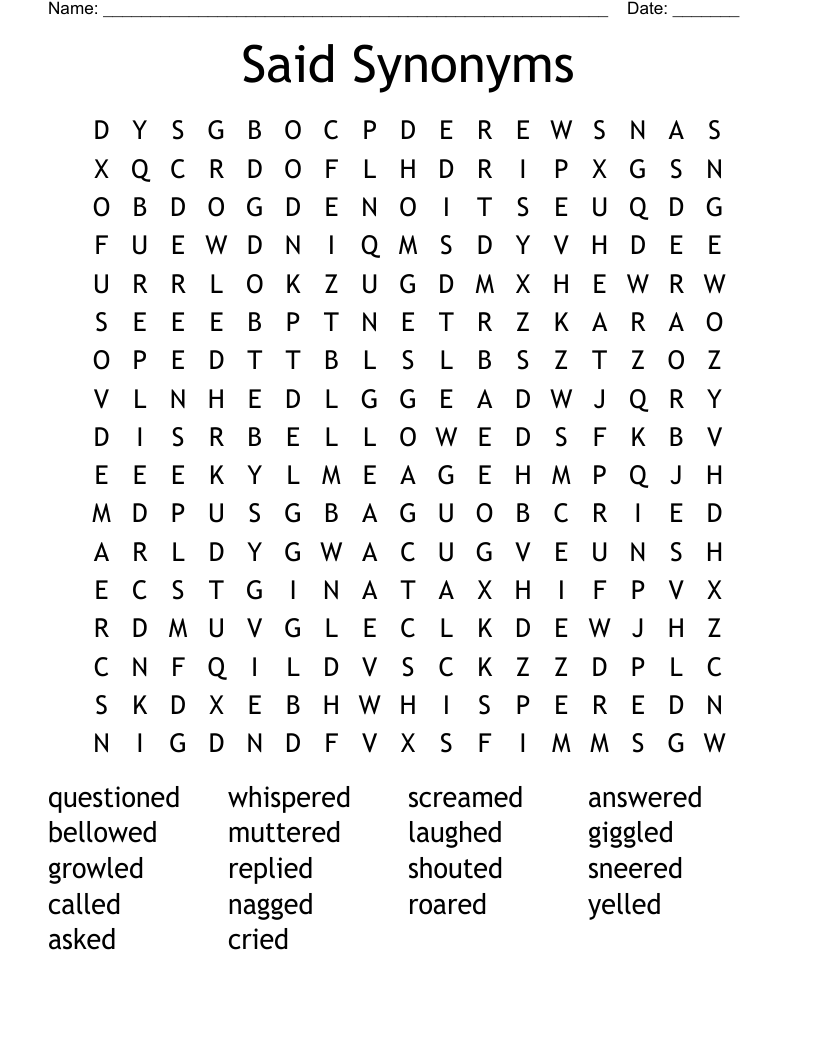 Said Synonyms Word Search