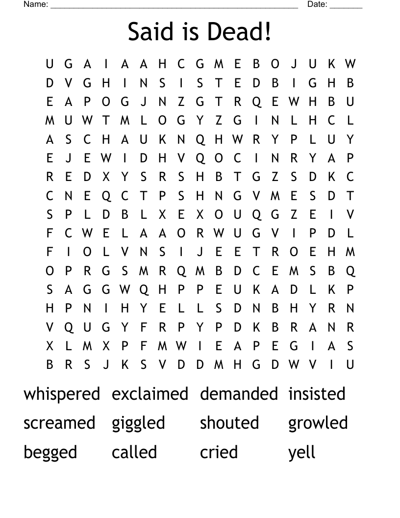 Said is Dead! Word Search