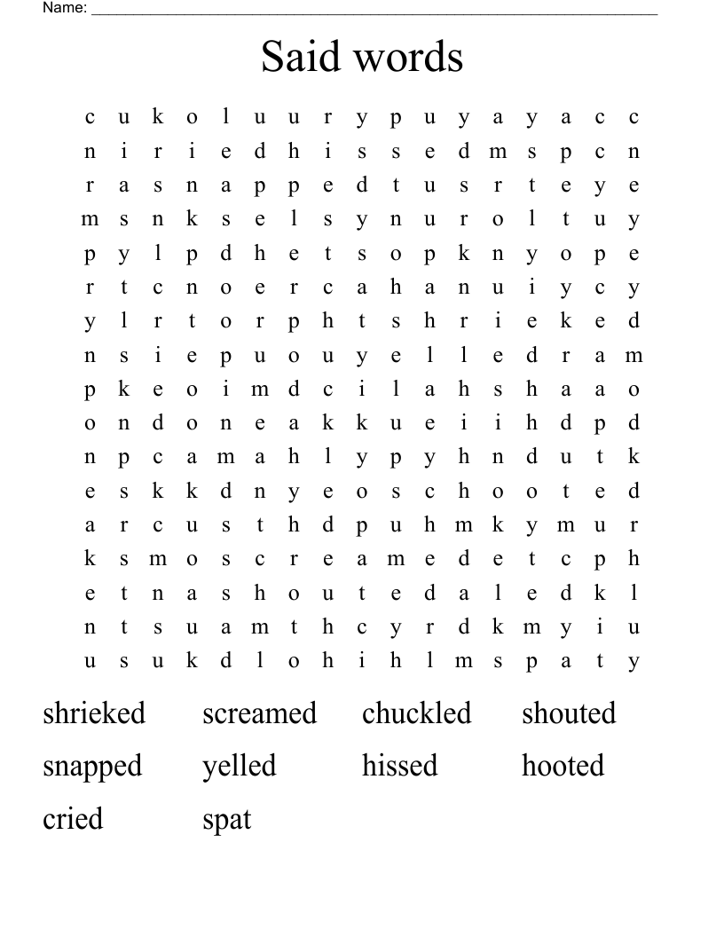 Said words Word Search