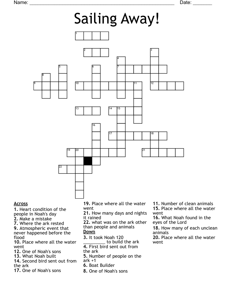 Sailing Away! Crossword