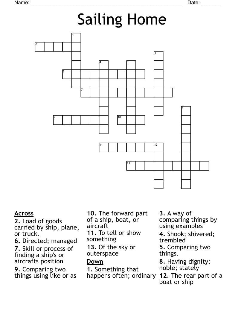 Sailing Home Crossword