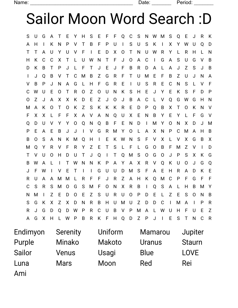 Sailor Moon Word Search :D