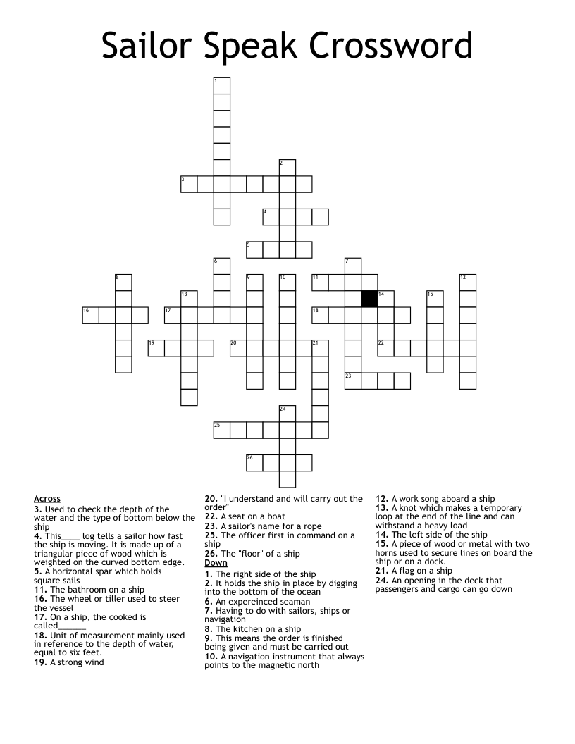 Sailor Speak Crossword