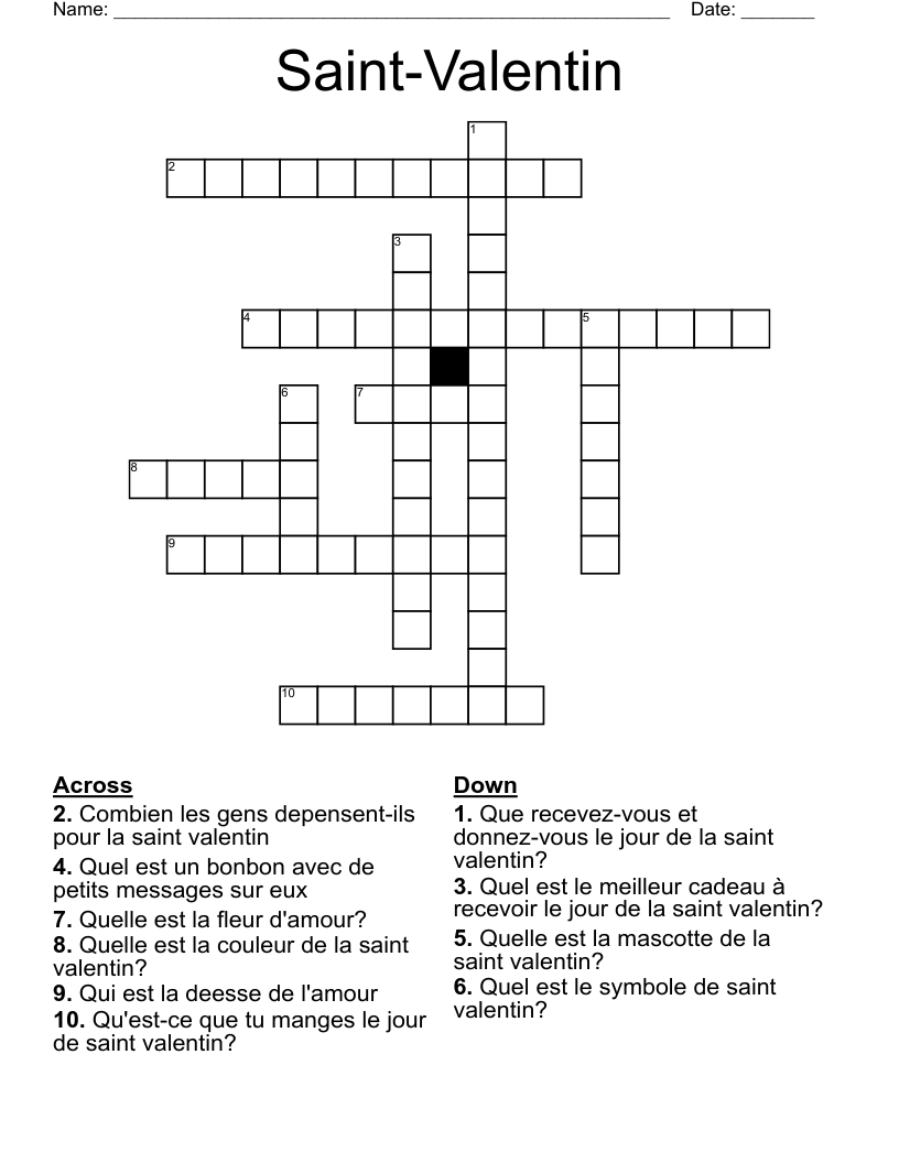 Saint-Valentin Crossword