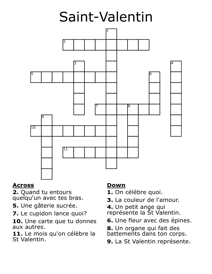 Saint-Valentin Crossword