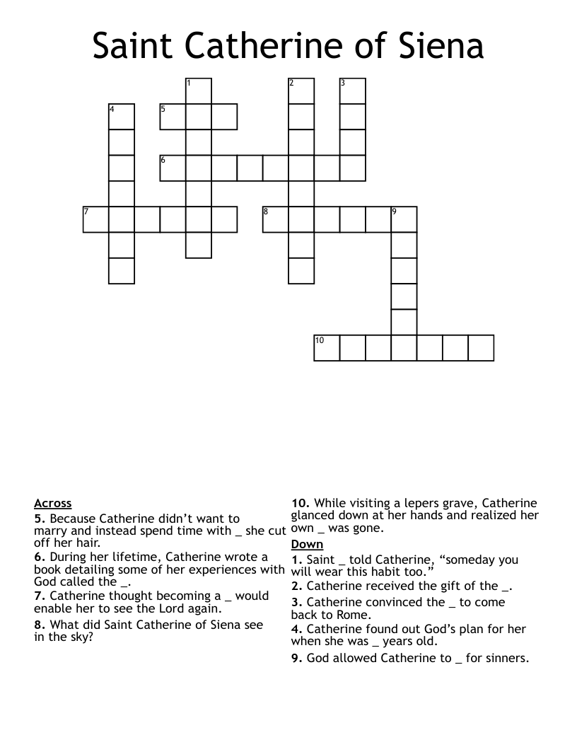 Saint Catherine of Siena Crossword