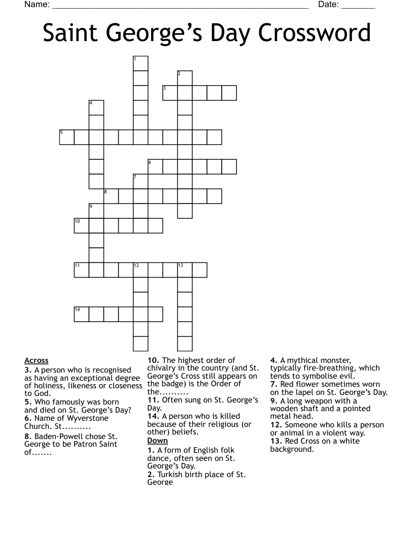 Saint George’s Day Crossword