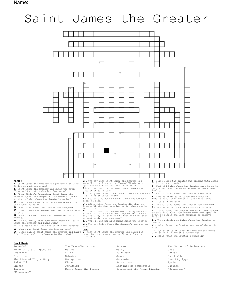Saint James the Greater Crossword