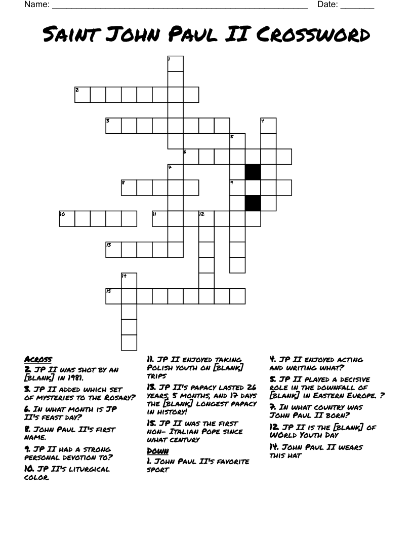 Saint John Paul II Crossword