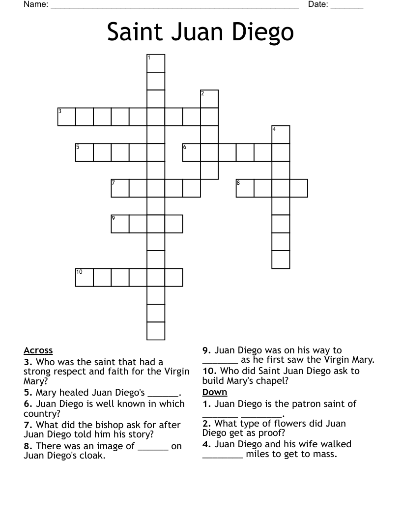 Saint Juan Diego Crossword