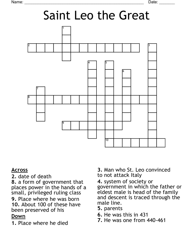 Saint Leo the Great Crossword