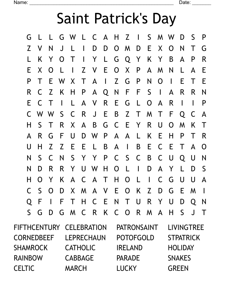 Saint Patrick's Day Word Search