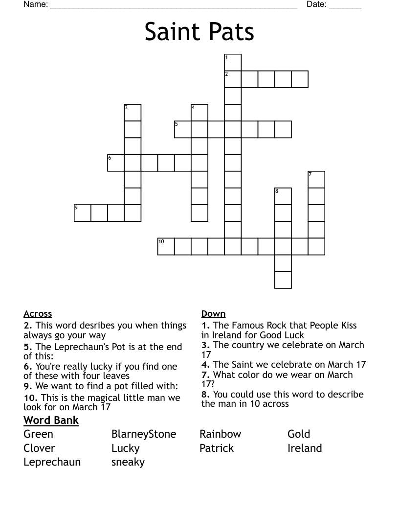 Saint Pats Crossword