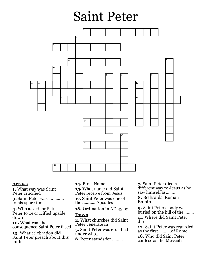 Saint Peter Crossword