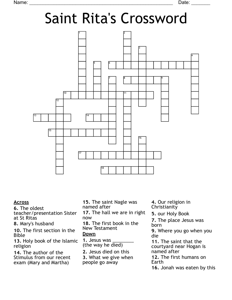 Saint Rita's Crossword