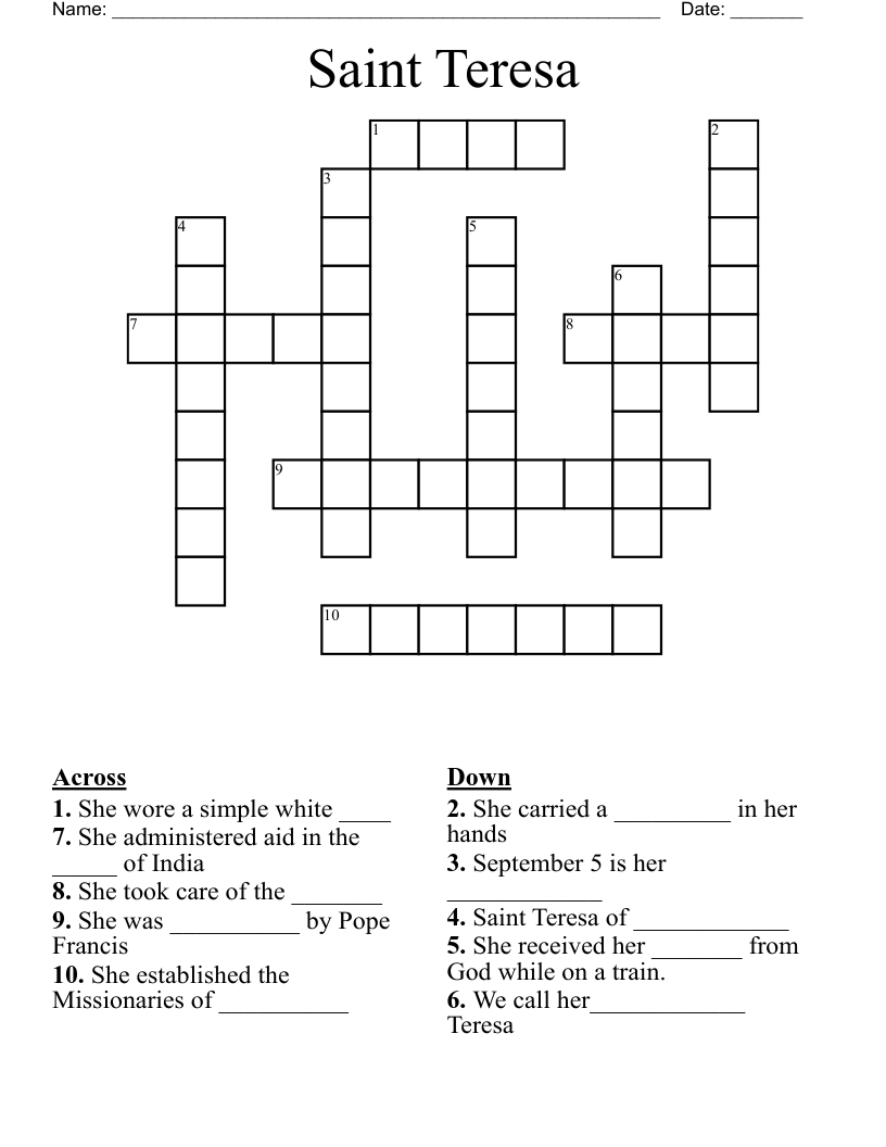 Saint Teresa Crossword