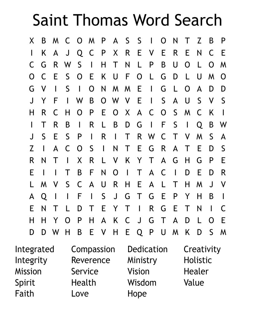 Saint Thomas Word Search