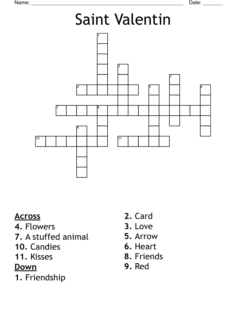 Saint Valentin Crossword