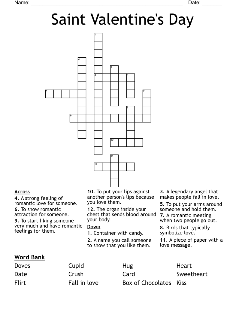 Saint Valentine's Day Crossword