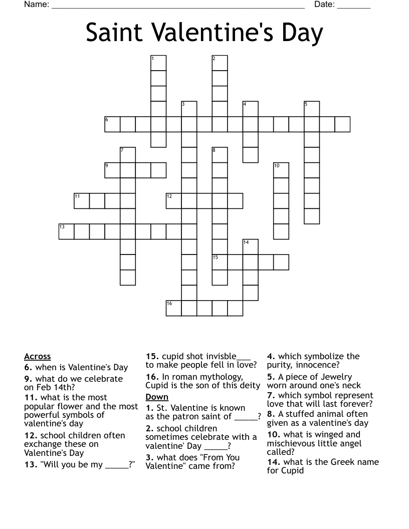 Saint Valentine's Day  Crossword