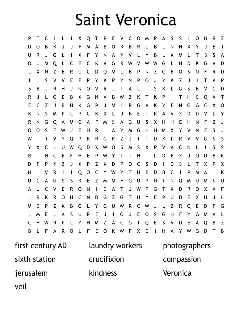 Saint Veronica  Word Search